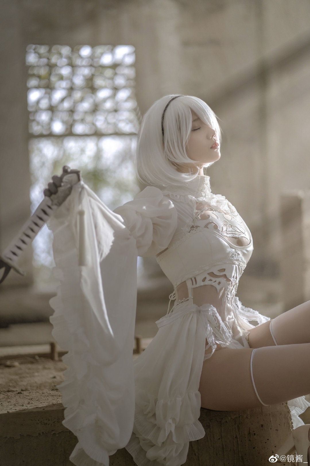 [COS]镜酱 #尼尔：机械纪元#​2b白色婚纱 COSPLAY-第7张