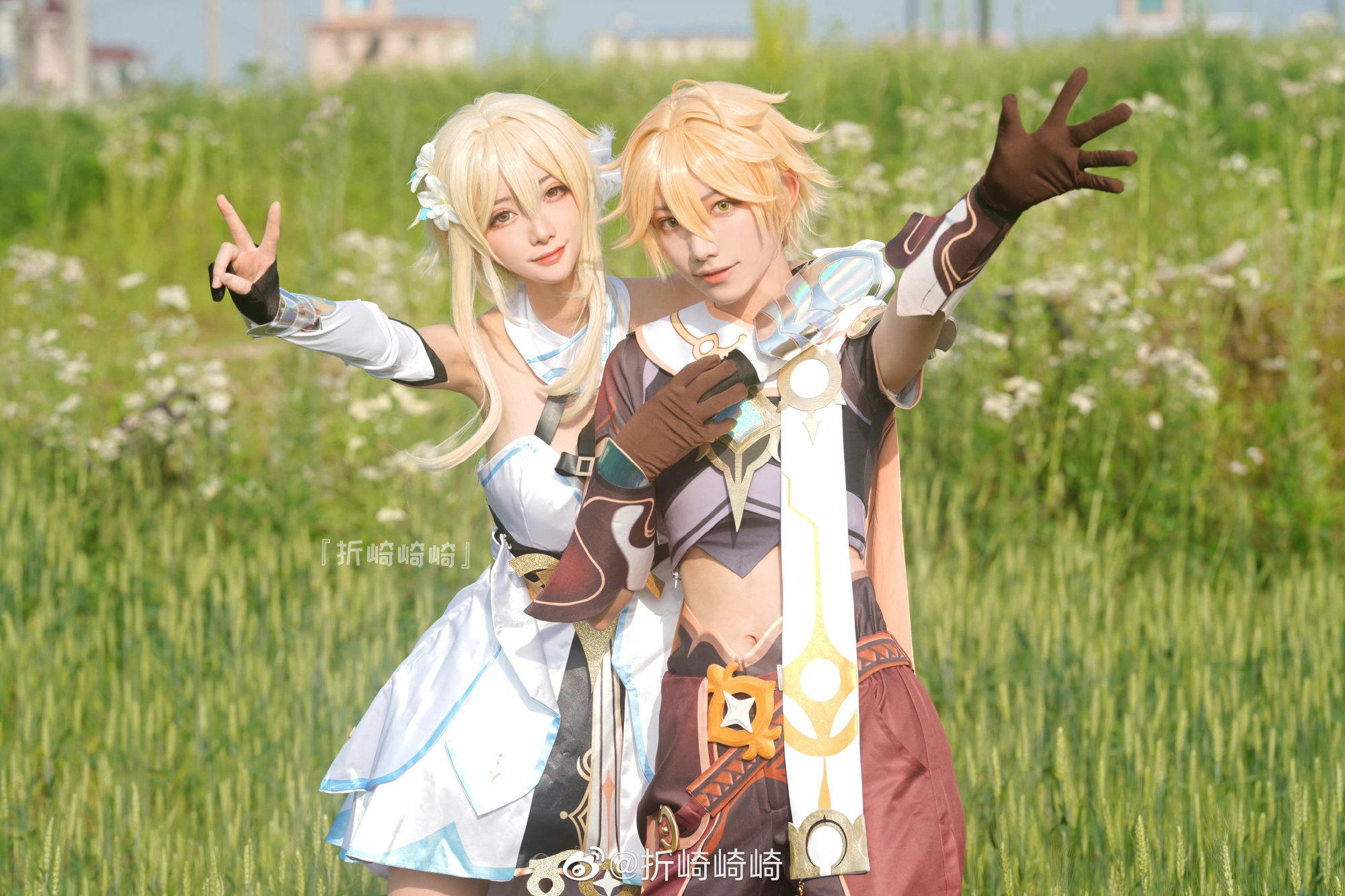 【COS】我们终将重逢，在旅途的终点再见吧 原神 空@清明明今天还是很喜欢喻文州  荧@折崎崎崎 COSPLAY-第5张