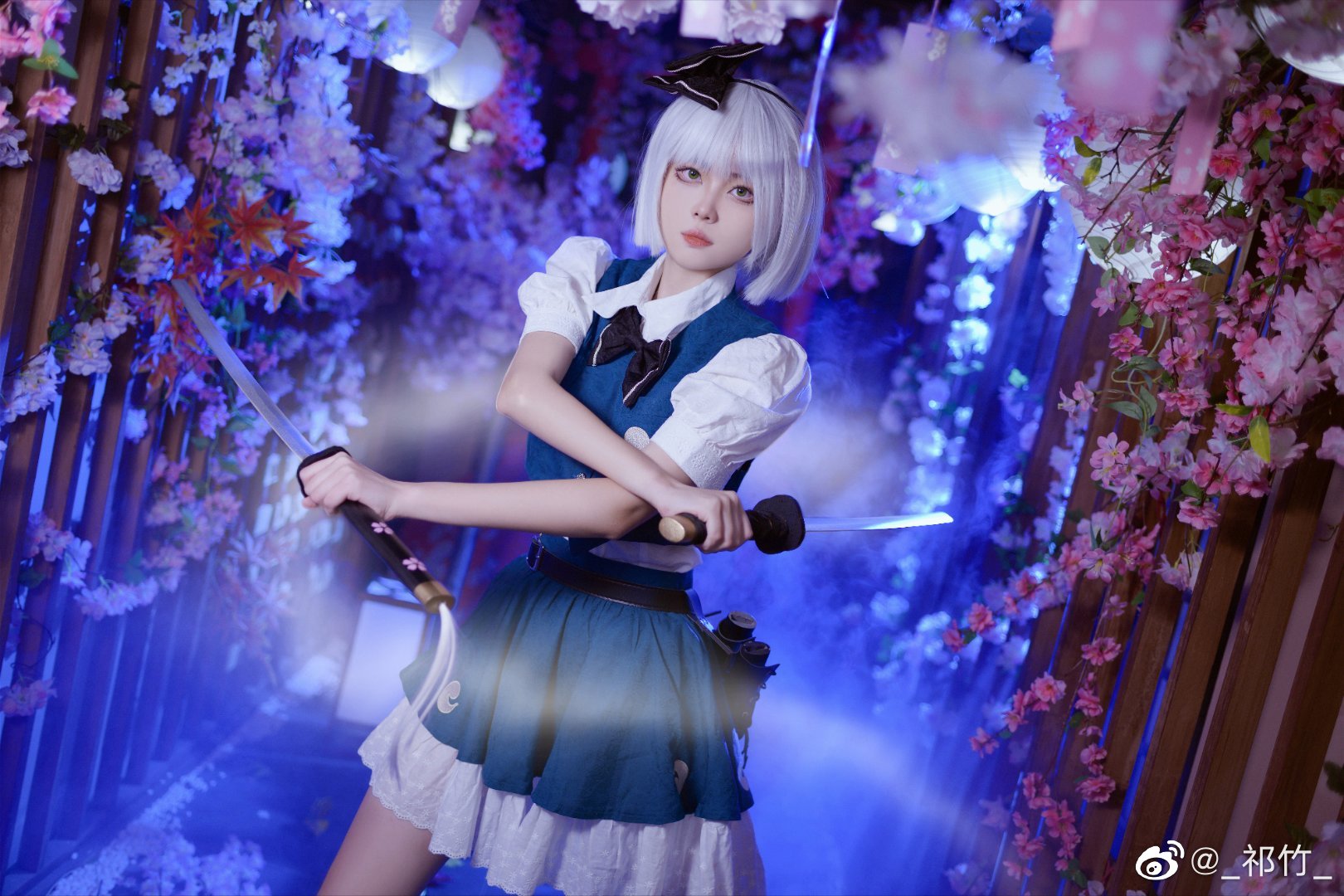 【COS】半人半灵的庭师 东方project 魂魄妖梦正片@_祁竹_ COSPLAY-第4张