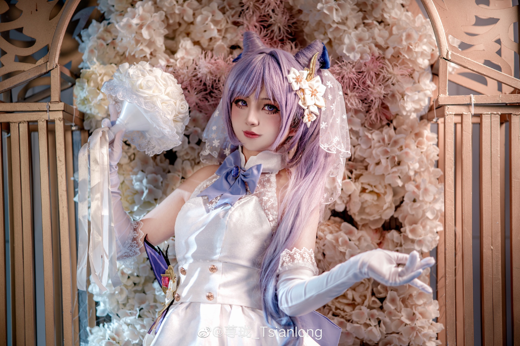 【COS】即使是穿上了花嫁的刻晴旅行者也不愿意抽吗? 原神刻晴同人花嫁@鱼北北鸭 COSPLAY-第12张