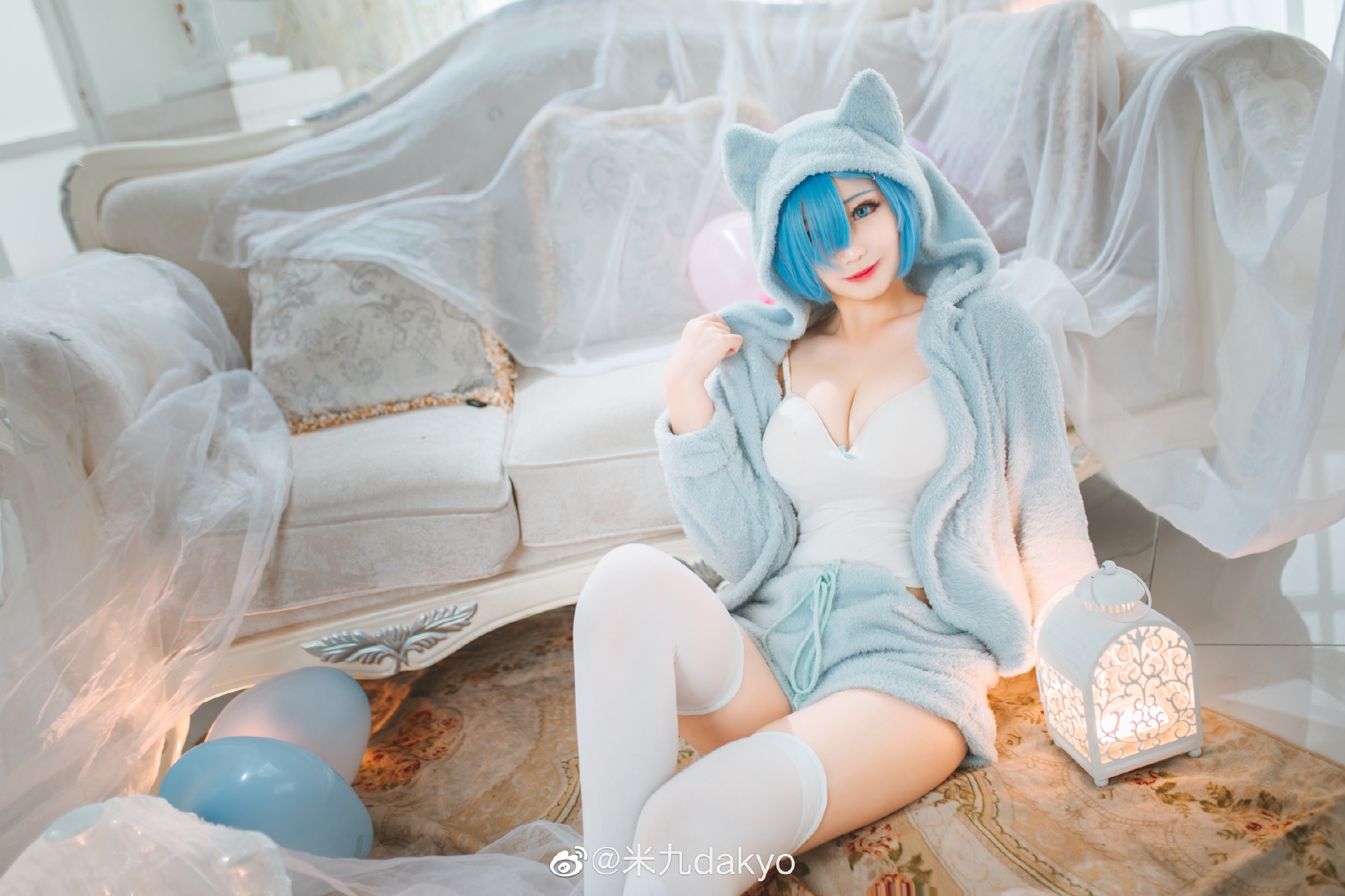 【COS正片】Re0 蕾姆cos 猫耳睡衣Ver.@米九dakyo COSPLAY-第3张