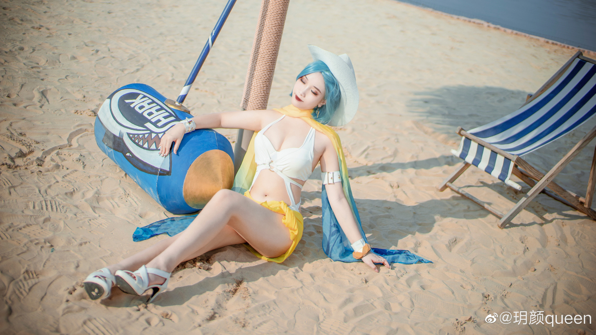 【COS正片】王者荣耀 钟无艳海滩丽影@玥颜queen COSPLAY-第9张
