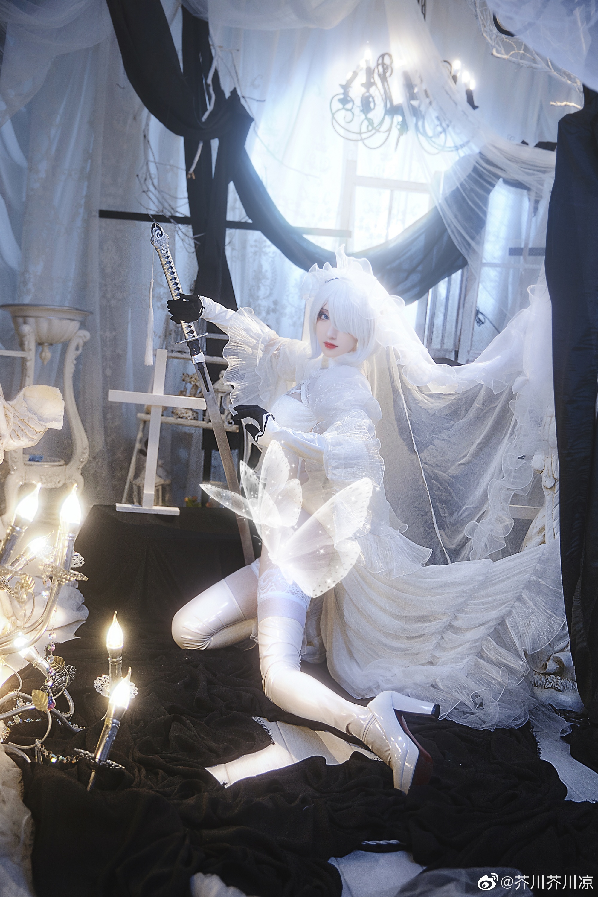 【COS】人类荣光永存 尼尔机械纪元 2B白花嫁@芥川芥川凉 2b黑花嫁@樱苒苒 COSPLAY-第2张