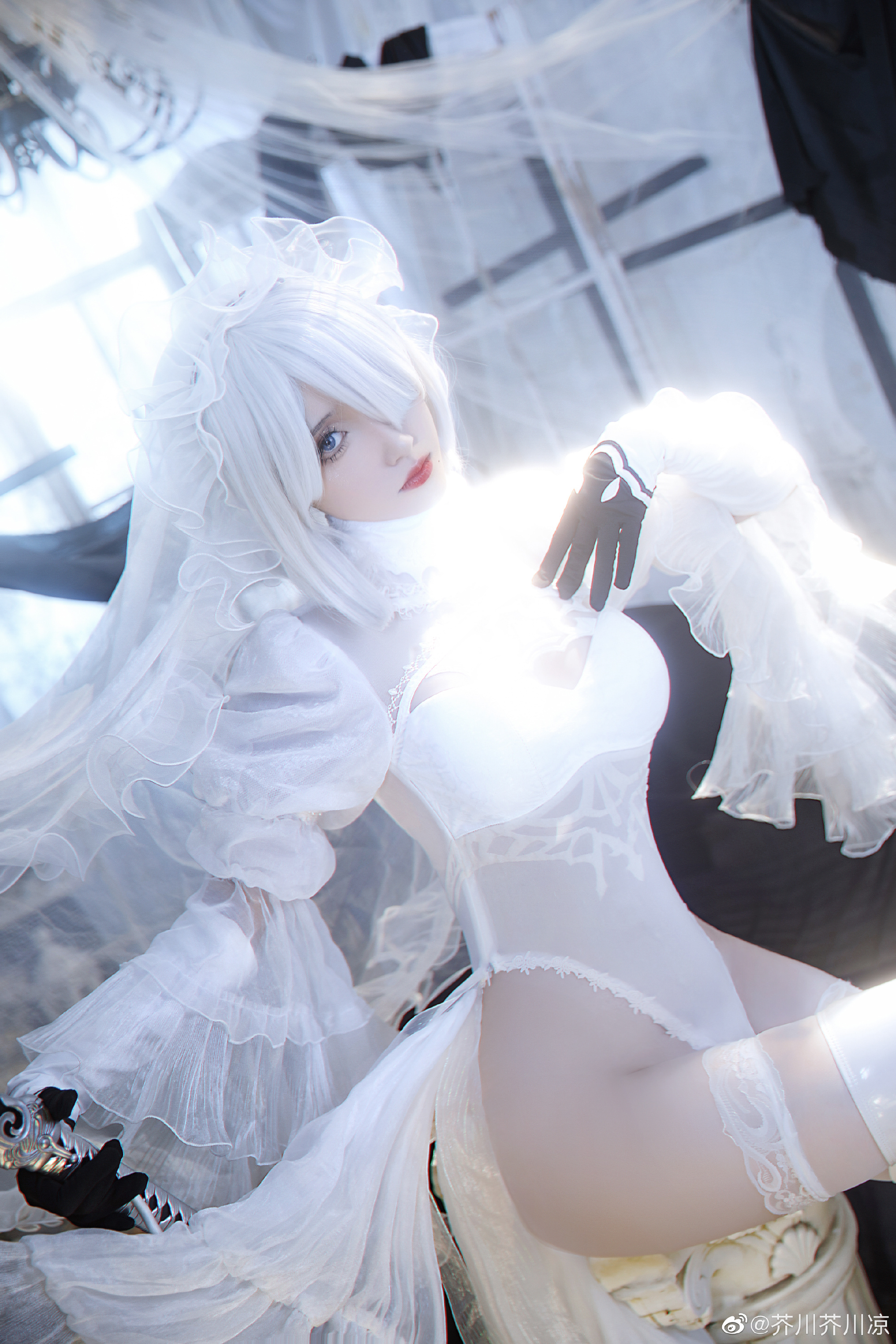 【COS】人类荣光永存 尼尔机械纪元 2B白花嫁@芥川芥川凉 2b黑花嫁@樱苒苒 COSPLAY-第6张