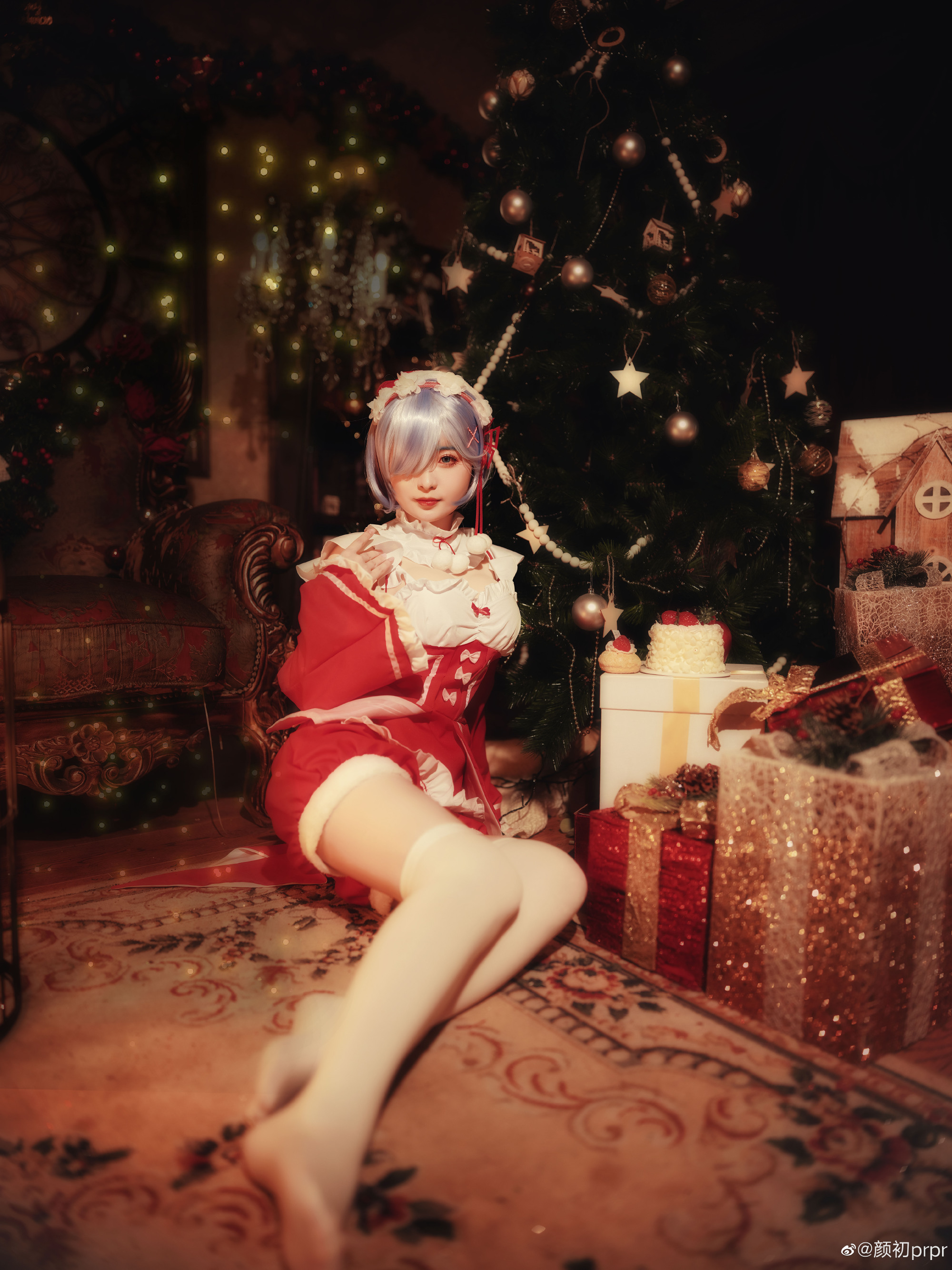 提前祝大家圣诞快乐呀??? 蕾姆 圣诞 cos 正片@颜初prpr COSPLAY-第5张