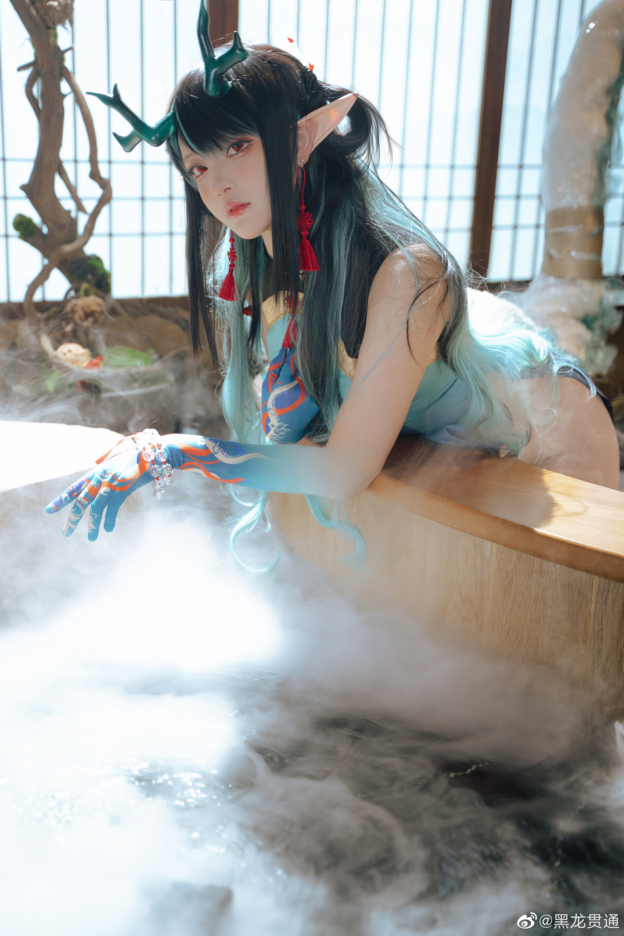 【COS】远山如黛，移步生烟，落墨为画，素色当身。 明日方舟 染尘烟 - 夕@黑龙贯通 COSPLAY-第4张