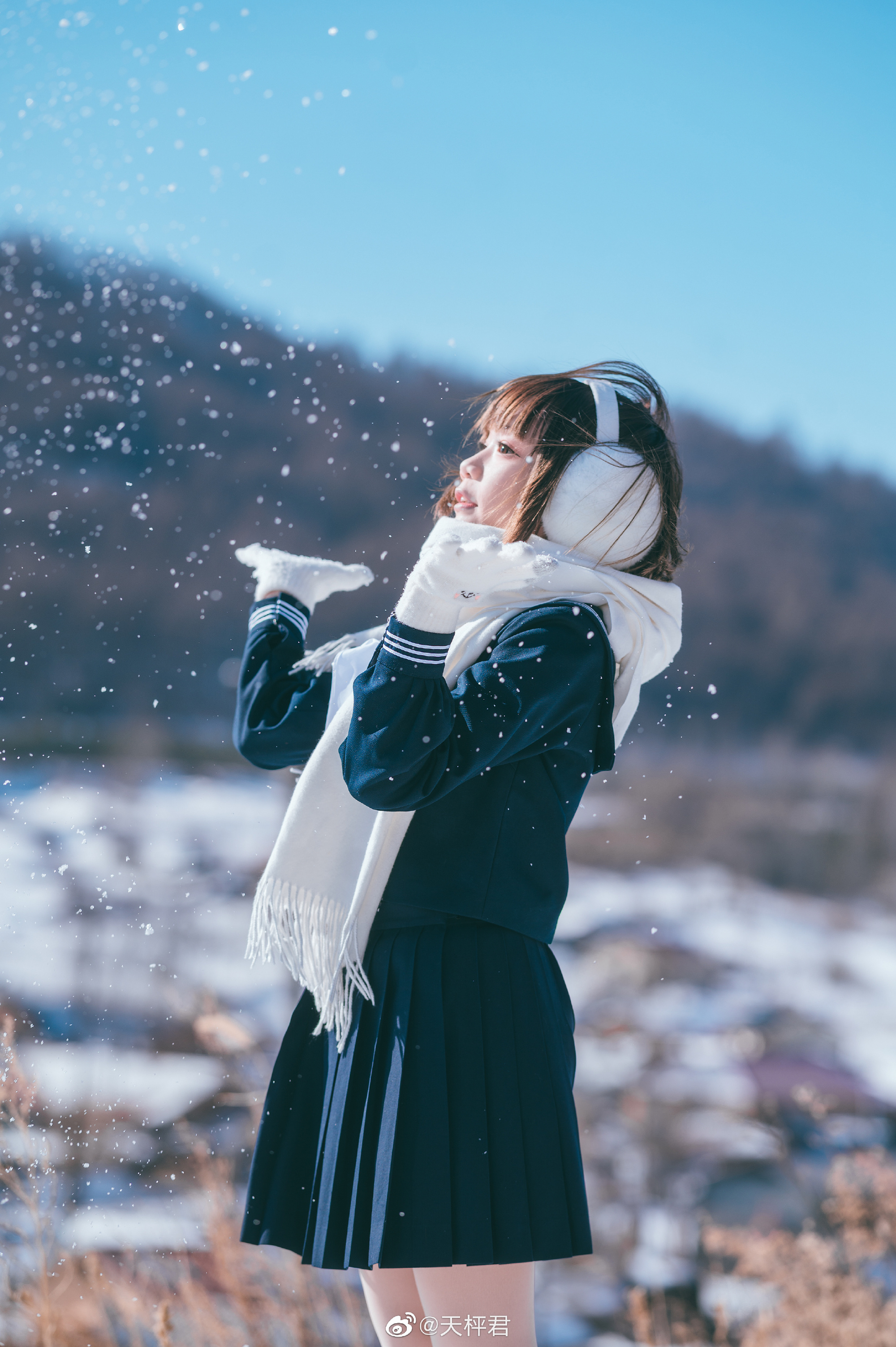【JK制服】列车穿过长长的隧道，便进入了雪的国度@天枰君 JK-第12张