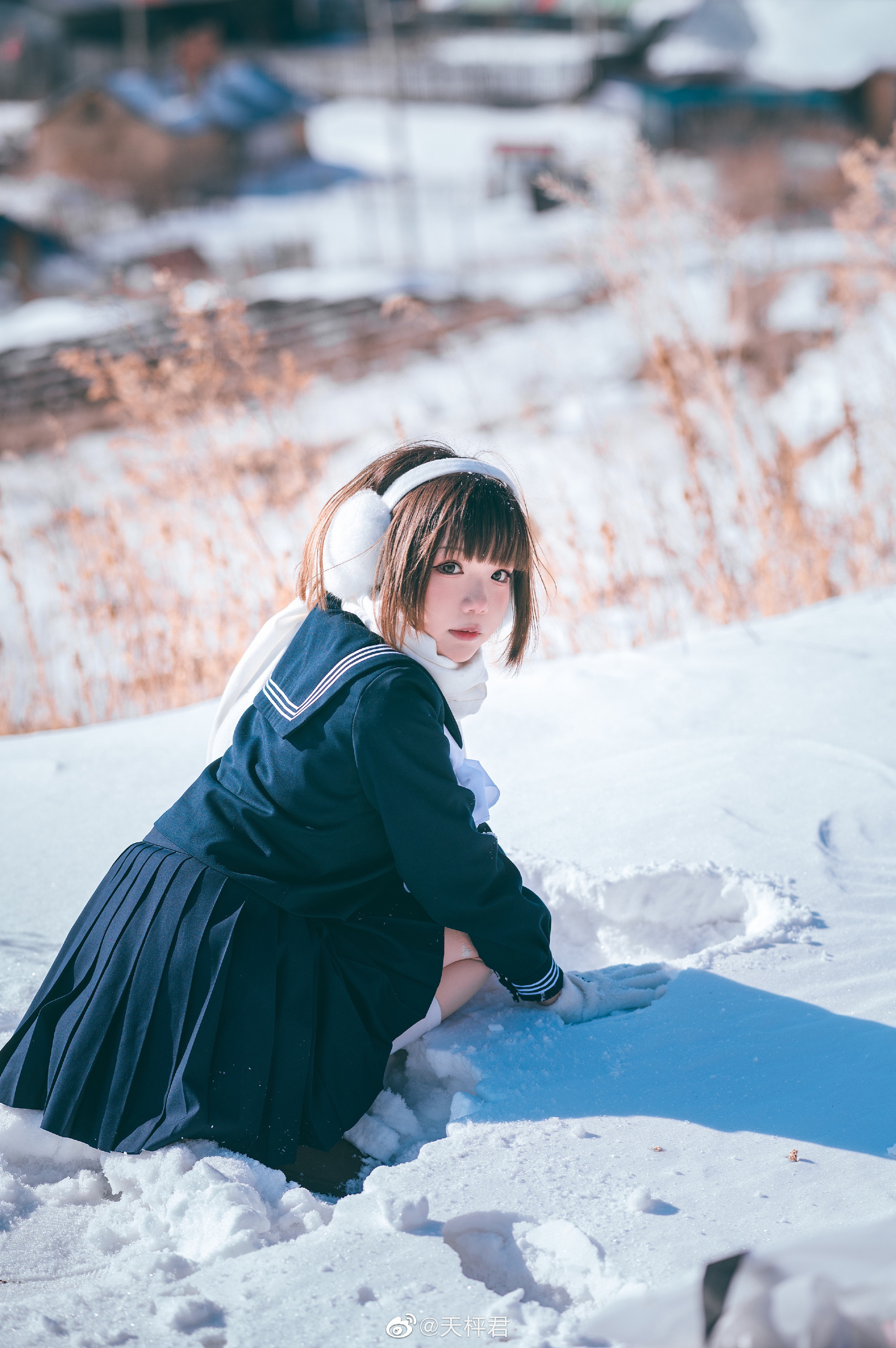 【JK制服】列车穿过长长的隧道，便进入了雪的国度@天枰君 JK-第10张