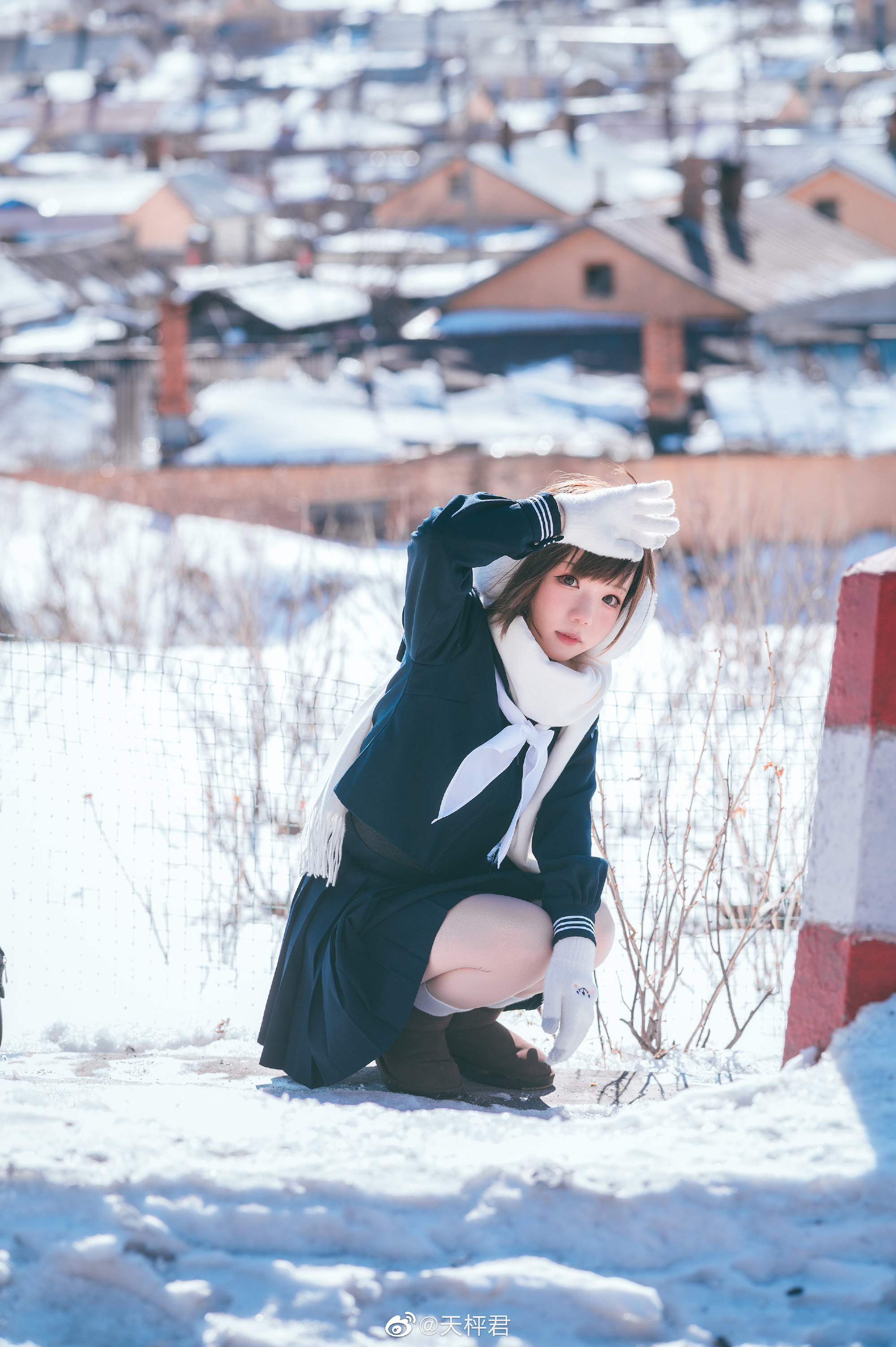 【JK制服】列车穿过长长的隧道，便进入了雪的国度@天枰君 JK-第16张