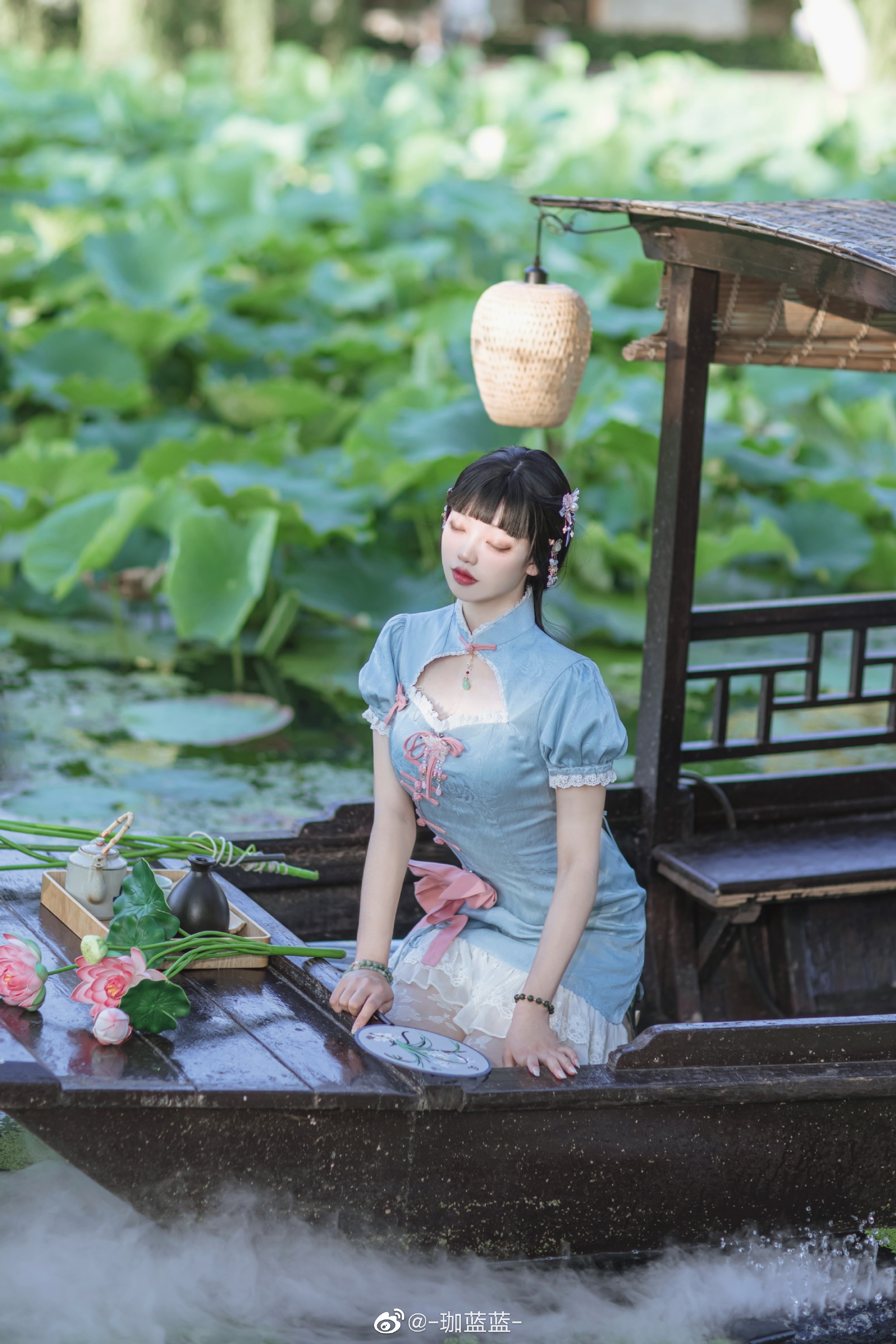 图片[5]-lolita装扮 荷叶五寸荷花娇，贴波不碍画船摇@-珈蓝蓝--米哈社