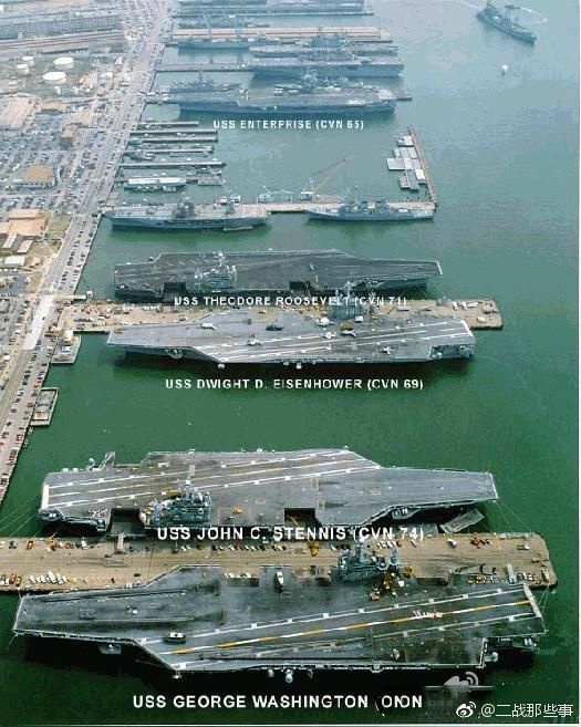 几张美国航母诺福克军港“聚会”照，当“世界警察”的资本全在这 ​​​​