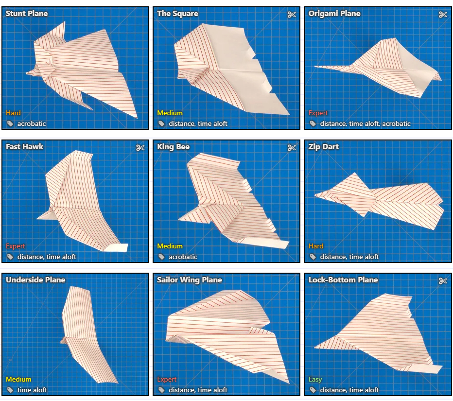 【趣站】一个教你怎样折纸飞机的网站-foldnfly- mcy7.com.COM