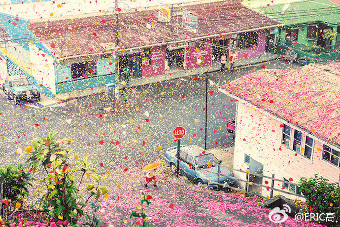 真是美哭！哥斯达黎加一座间歇性火山中倒入了小镇人们用两周收集的800万朵花瓣
