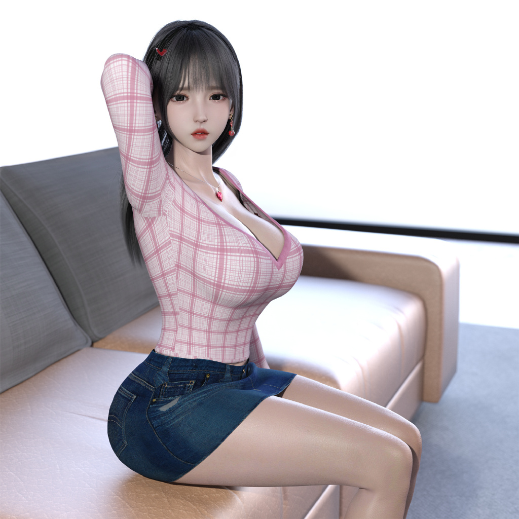 P站插画 3D CG Miko的性感套装  短裤 P站美图-第2张