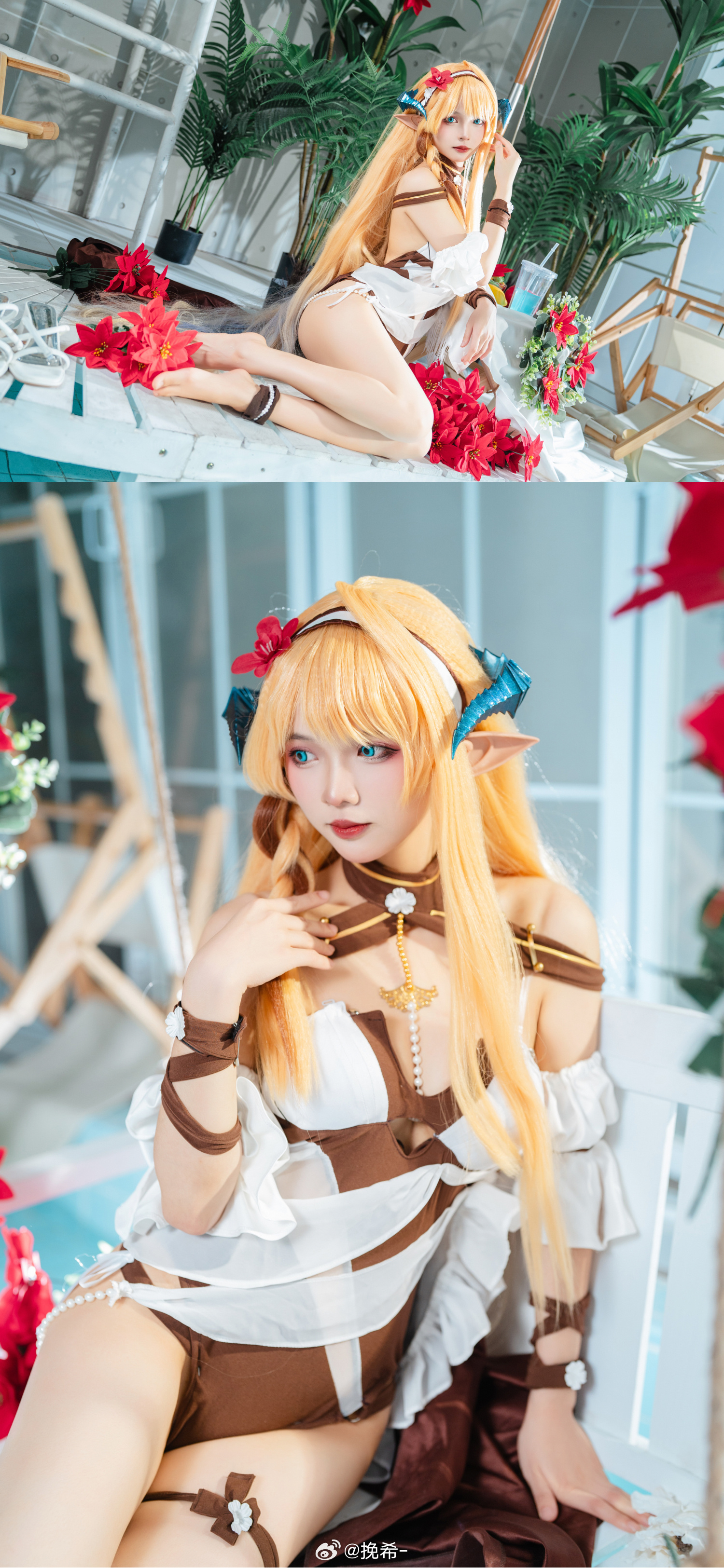 COSPLAY  阳光、沙滩还有大家，真的好怀念 明日方舟 琴柳@挽希- COSPLAY-第17张