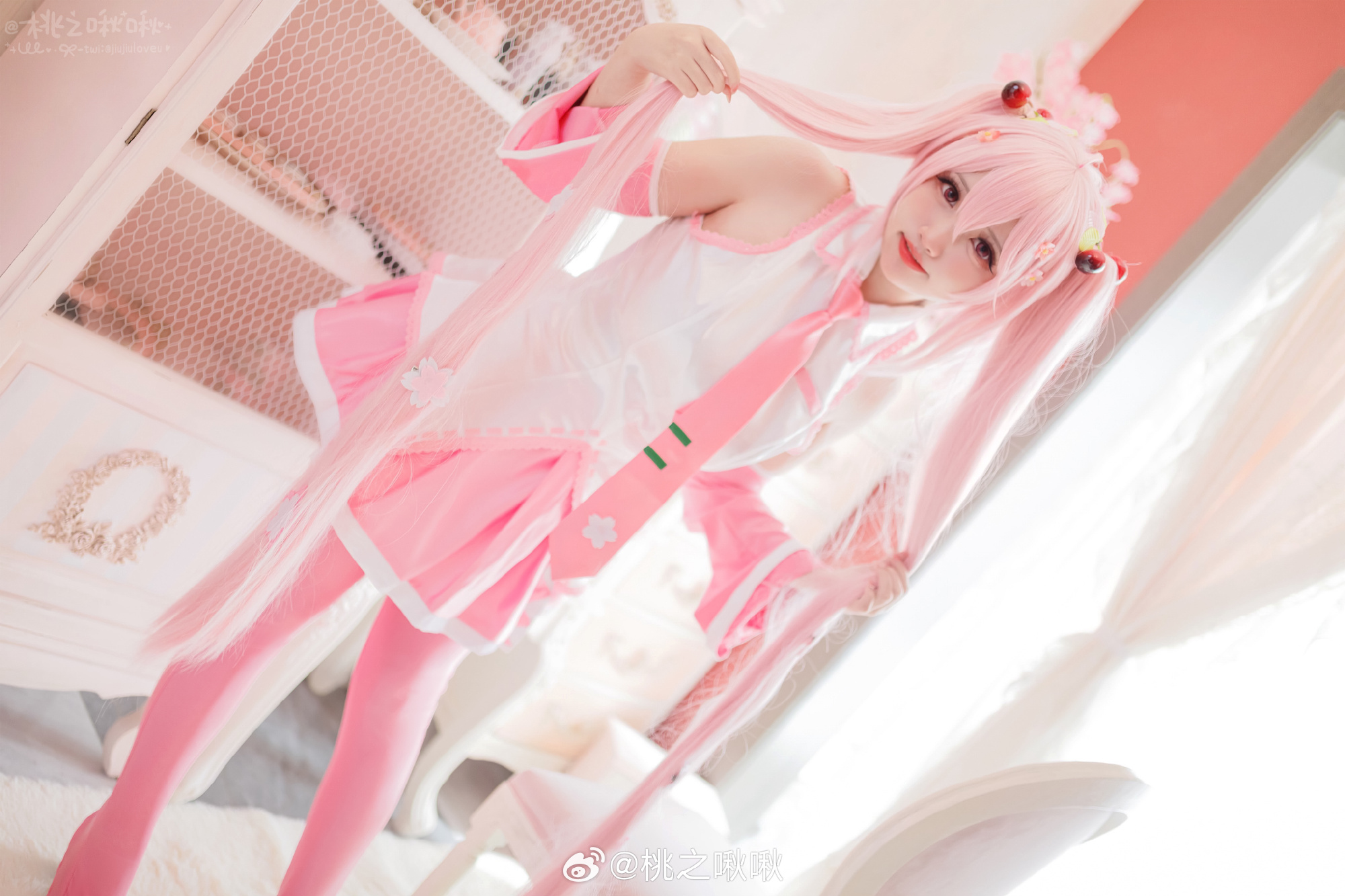 COSPLAY 🌸春日的樱色妖精🌸 樱初音!樱初音!终于发这套啦~@桃之啾啾 COSPLAY-第7张