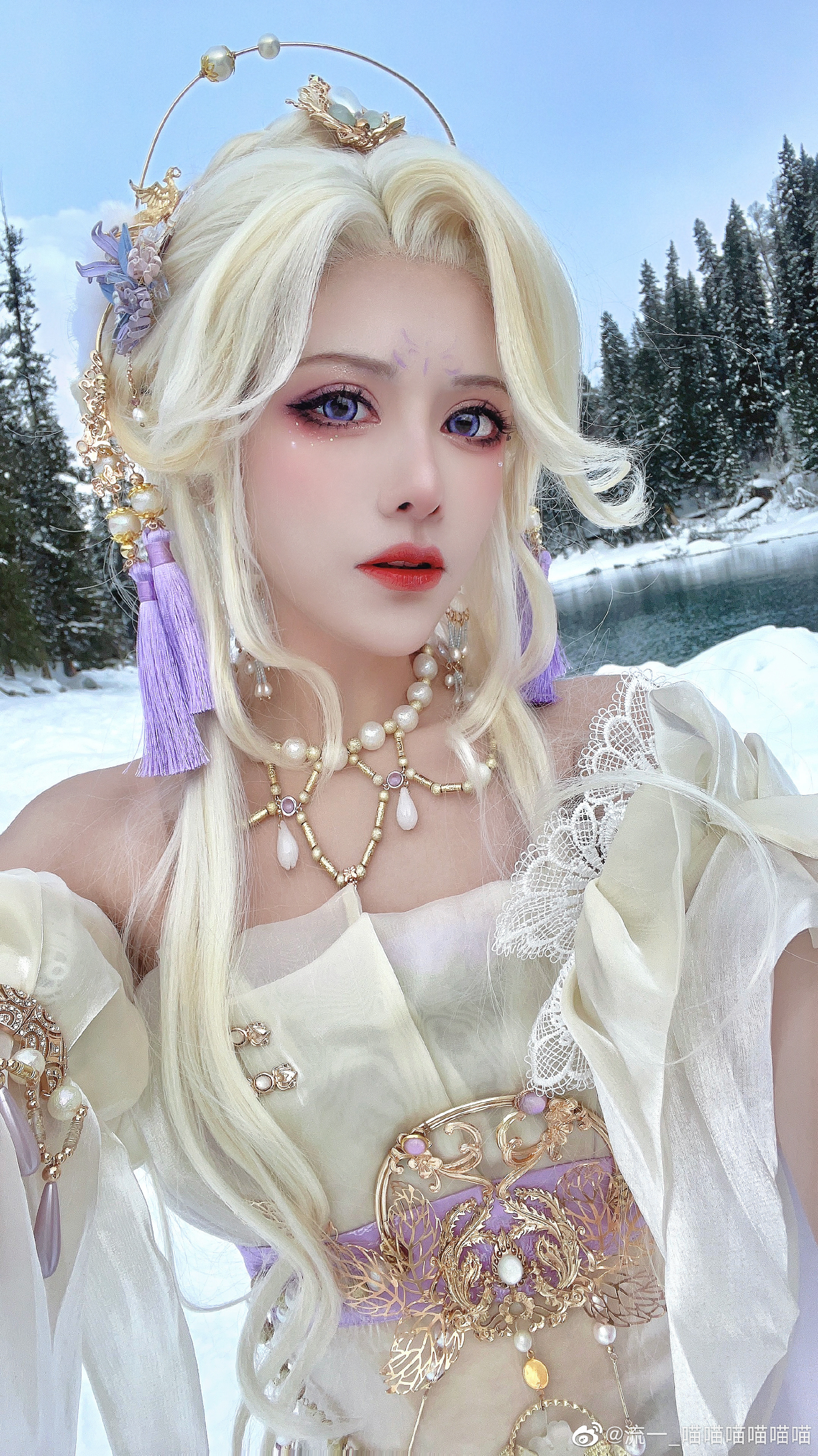 雪山，蓝天，和快冻死的美女 永劫无间@流一_喵喵喵喵喵喵