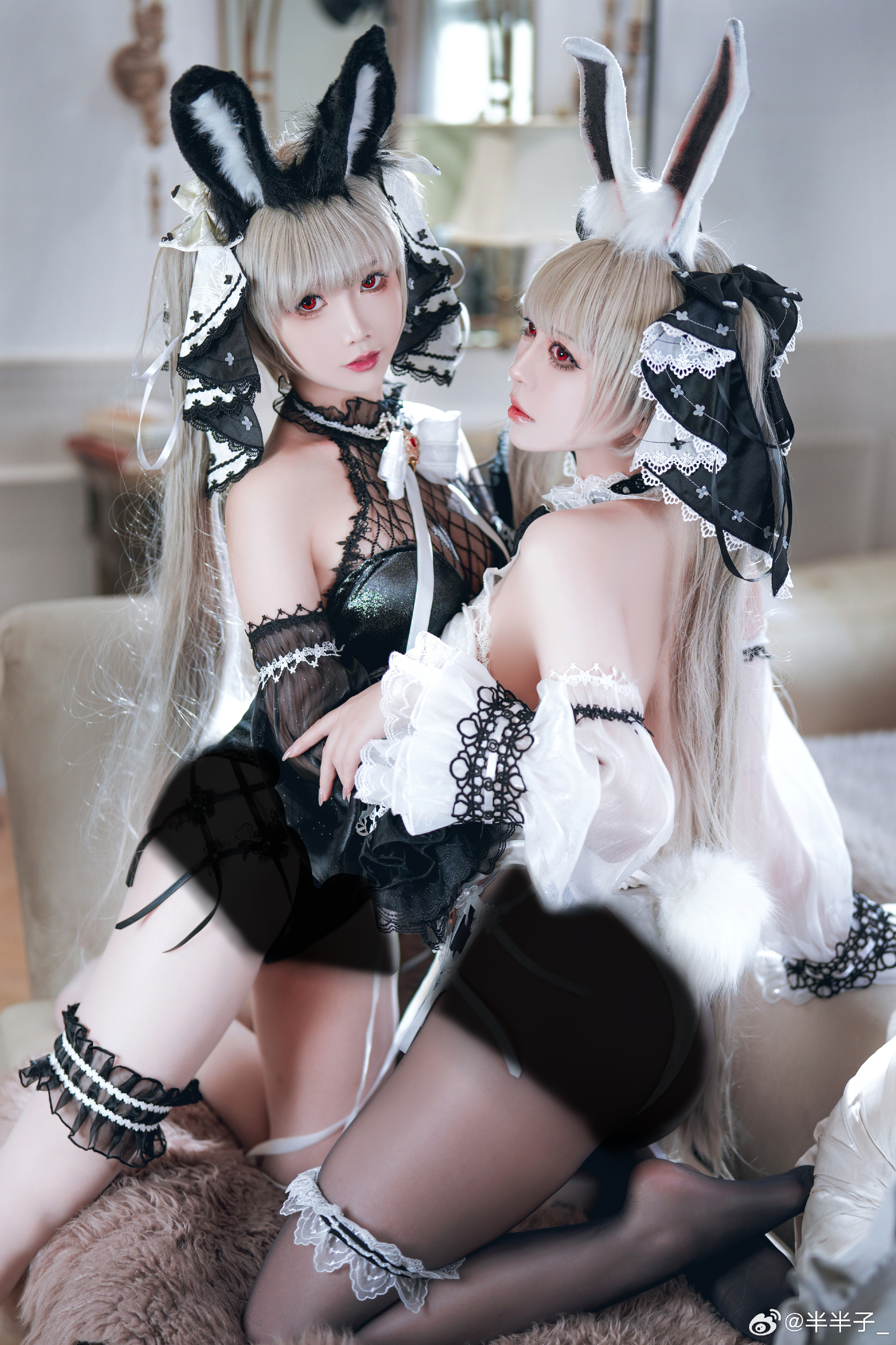 COSPLAY 碧蓝航线 可畏 黑兔兔🐰@面饼丫面饼 白兔兔🐰@半半子_ COSPLAY-第1张