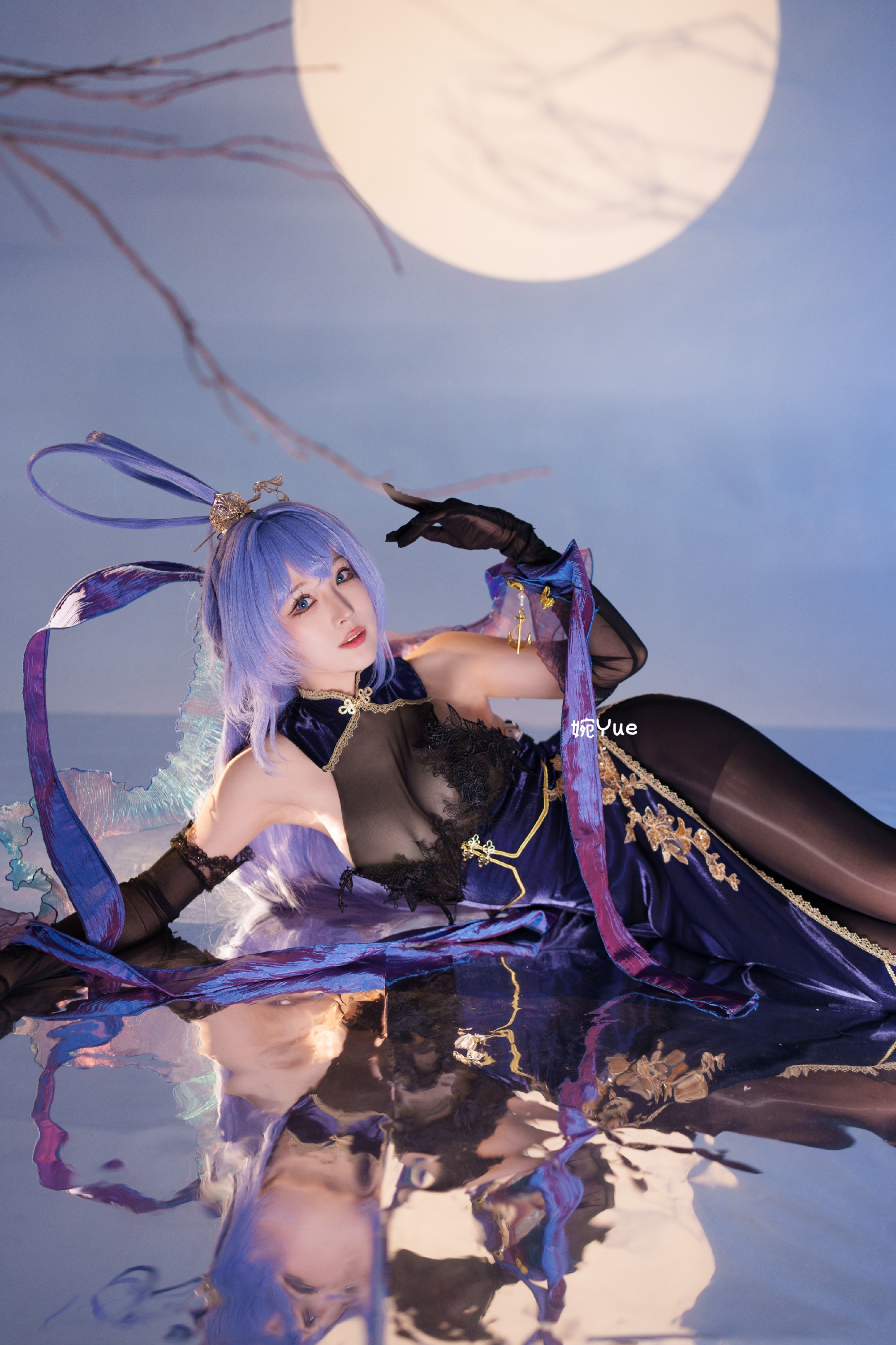 COSPLAY 碧蓝航线 花园 旗袍 月下起舞cos@-婉Yue-目标减到99斤 COSPLAY-第7张
