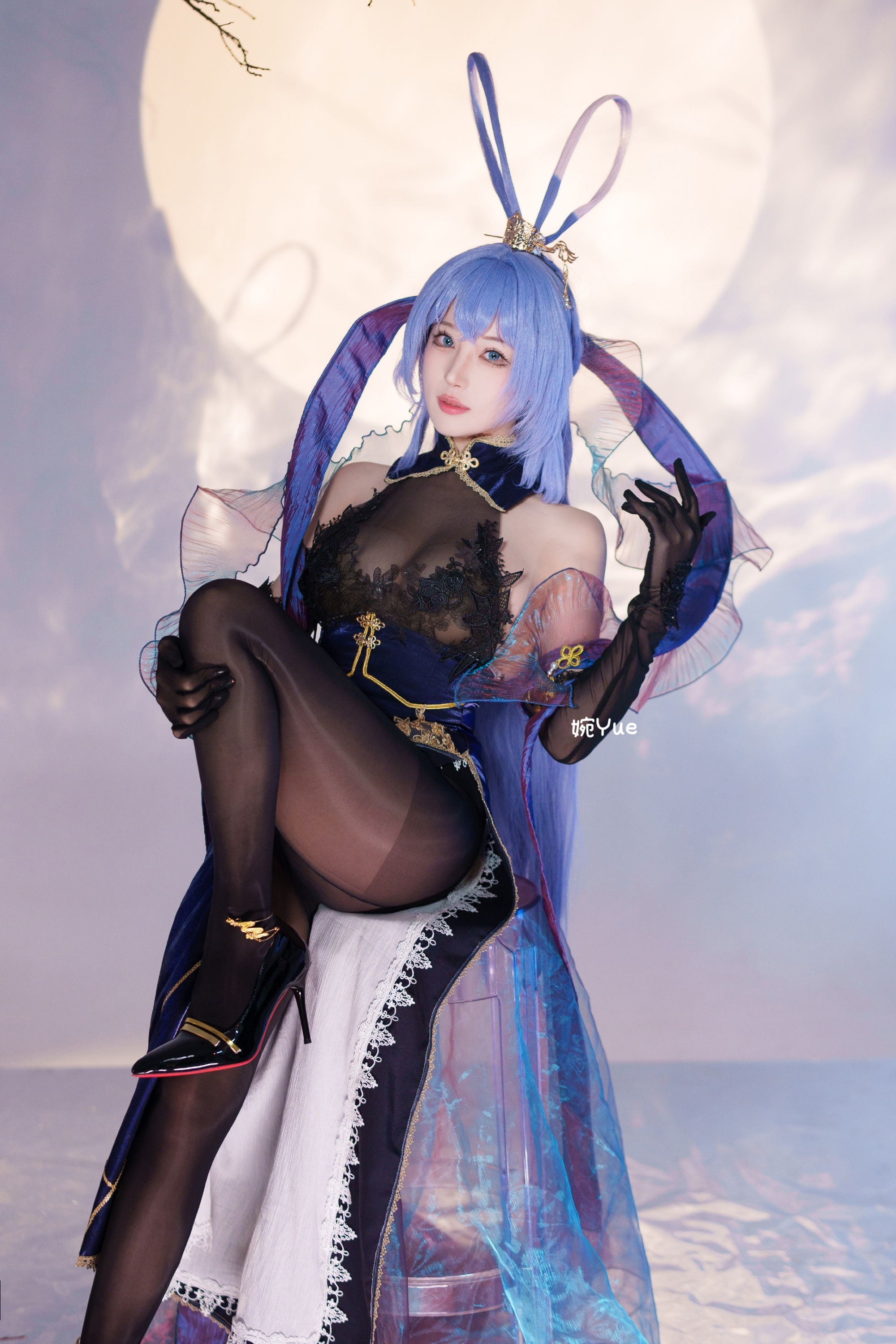COSPLAY 碧蓝航线 花园 旗袍 月下起舞cos@-婉Yue-目标减到99斤 COSPLAY-第4张