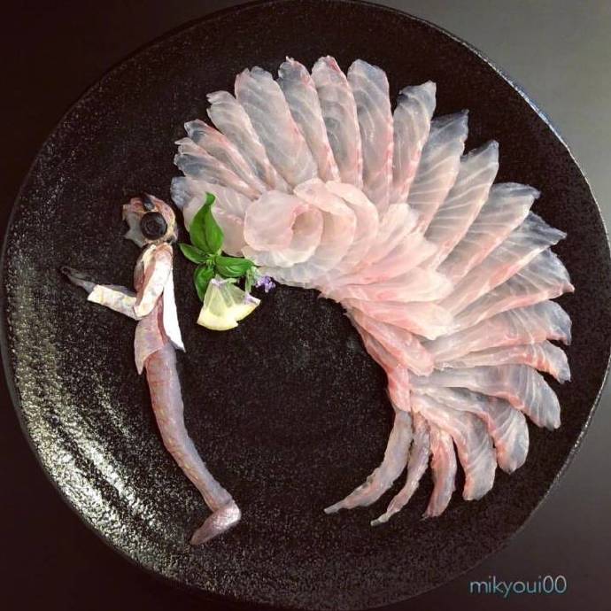 来自日本网友「mikyoui00」的刺身摆盘作品
