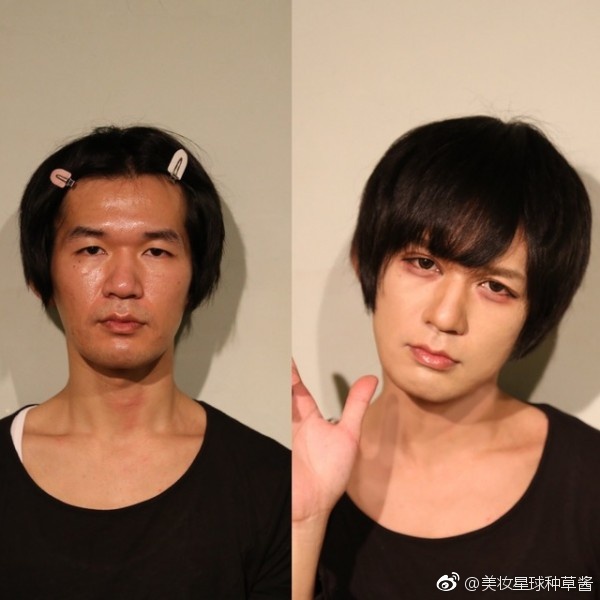 最近日本的2CH论坛po出了男生化妆前后的对比照！