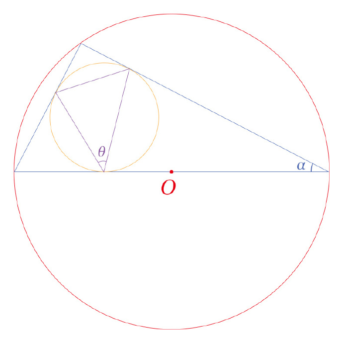如图，合格的初中生能一眼看出θ是多少度，合格的高中生能一气呵成算出紫色三角形的周长。