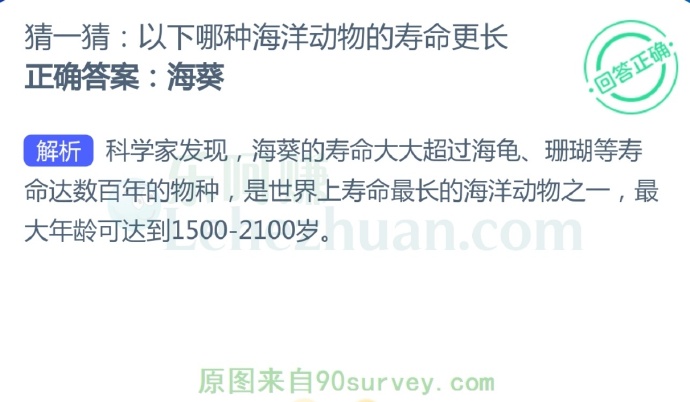 海葵的寿命大大超过海龟