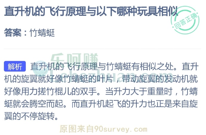 直升机的飞行原理与以下哪种玩具相似？