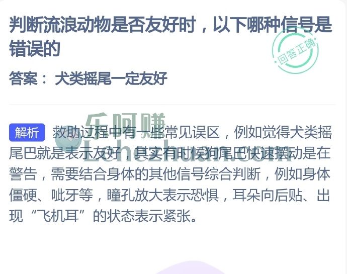 判断流浪动物是否友好时，以下哪种信号是错误的？