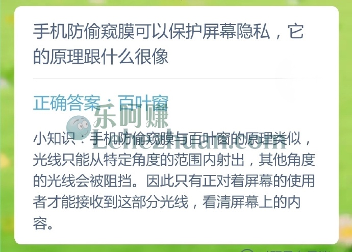 手机防偷窥膜可以保护屏幕隐私,它的原理跟什么很像?