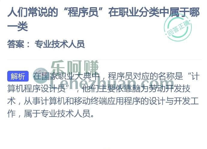 人们常说的程序员在职业分类中属于哪一类？